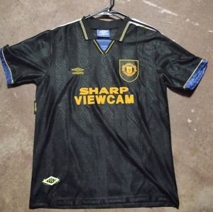 Umbro Black Football Shirt with Gold Logo